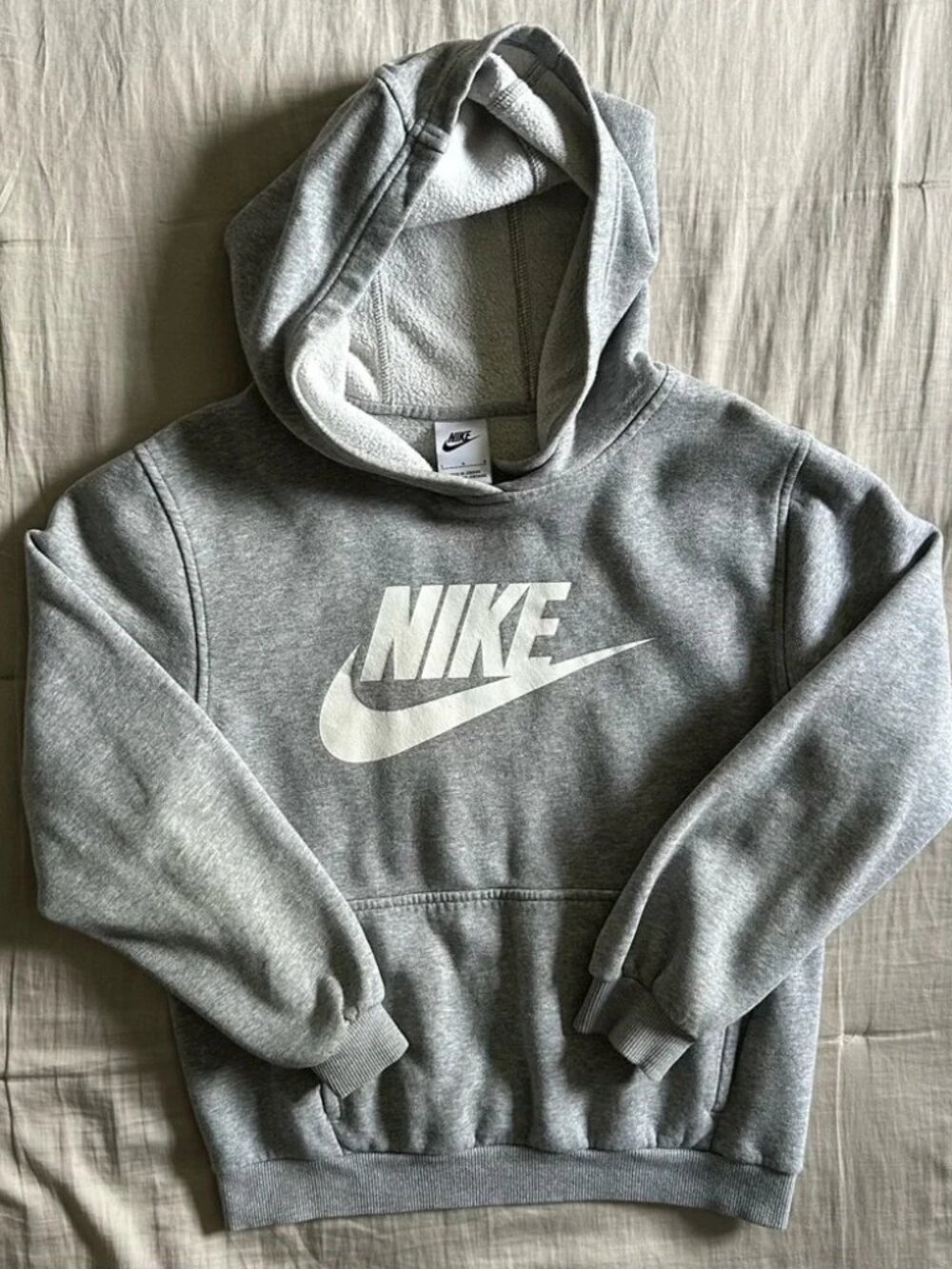 Nike Swoosh Heather Gray Pullover Hoodie fleece